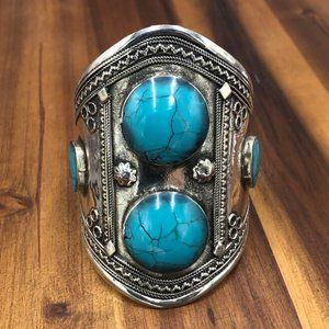 Single Double Stone Afghan Kuchi Bracelet, Big With Stones, Ethnic Cuff